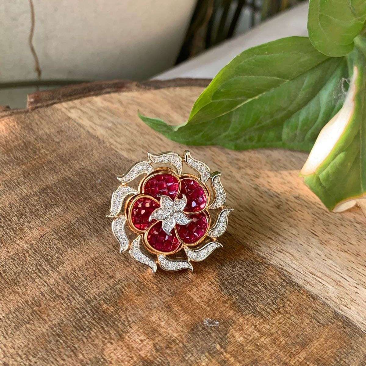 Valentina Ruby Designer Ring- Free size